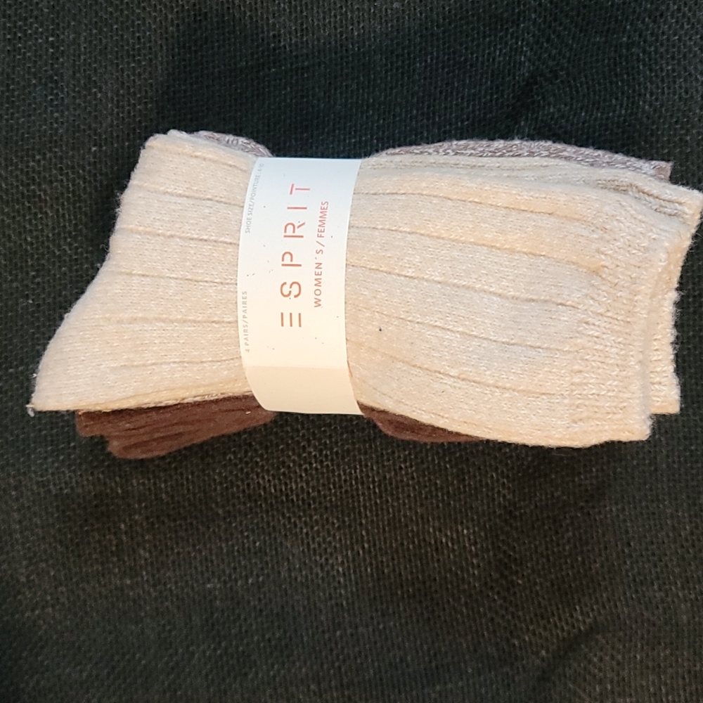 Esprit womens socks, foot size 4 to 10, 4 pack, 2 dark brown, 1 cream, …